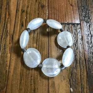 Clear glass large bead bracelet